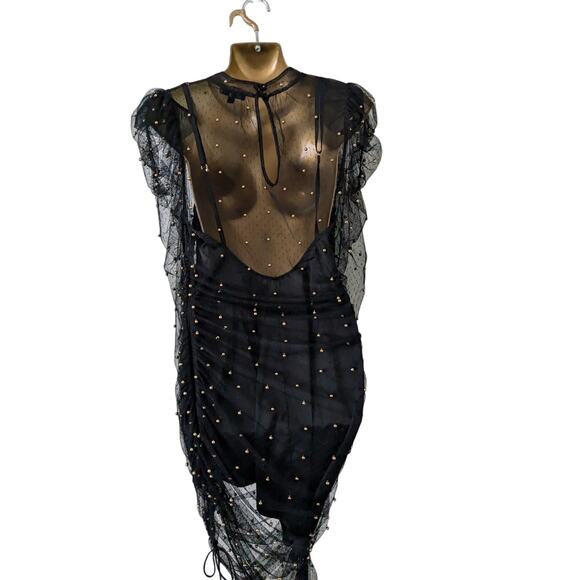 For Love & Lemons Sz S CLEMENCE Black Noir Dress - Picture 7 of 8